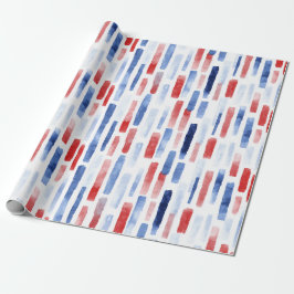Papel De Regalo Blue, White Red Coastal Stripes