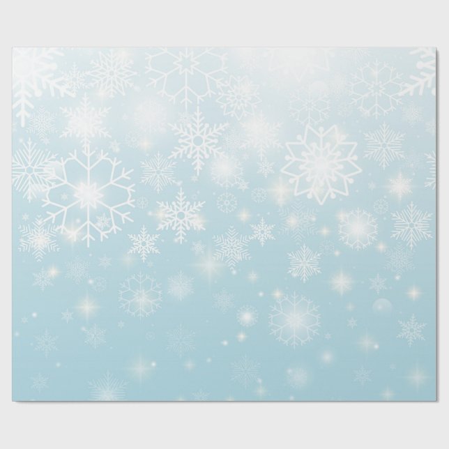 Papel De Regalo Blue winter snowflakes wrapping paper roll (Superficie plana)