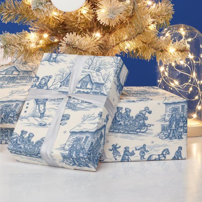 Papel De Regalo Blue Winter Toile Chinoiserie (Vacaciones)