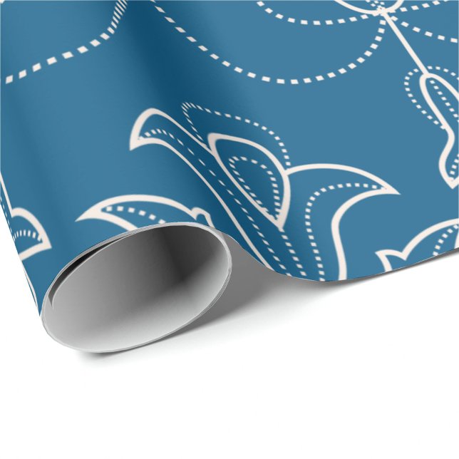 Papel De Regalo Blue wrapping paper with white floral pattern  (Subido por el creador)