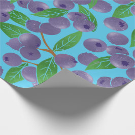 Papel De Regalo Blueberries - fondo azul