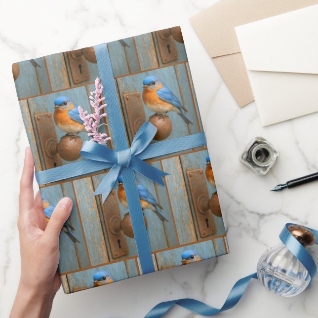 Papel De Regalo Bluebird en un ruidoso pomo de puerta (Regalar)