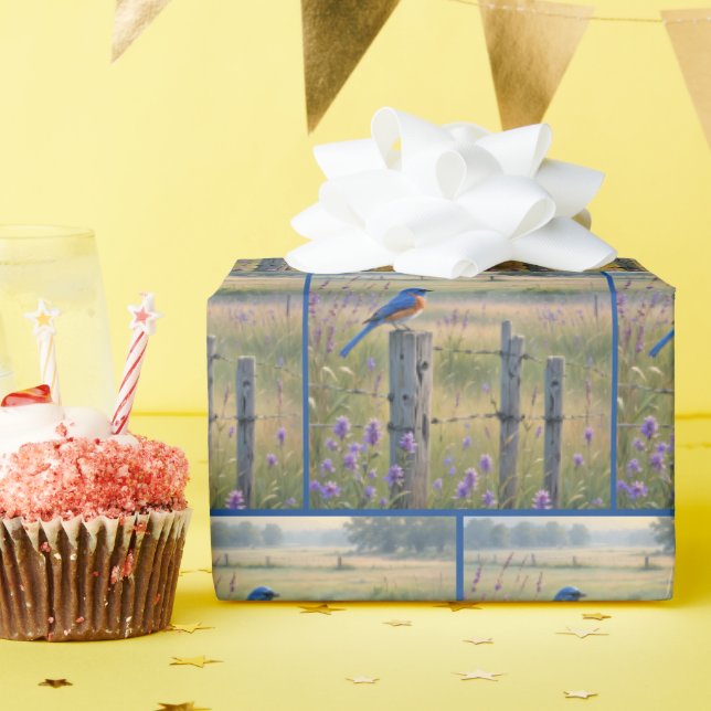 Papel De Regalo Bluebird On Country Fence (Fiesta de cumpleaños )