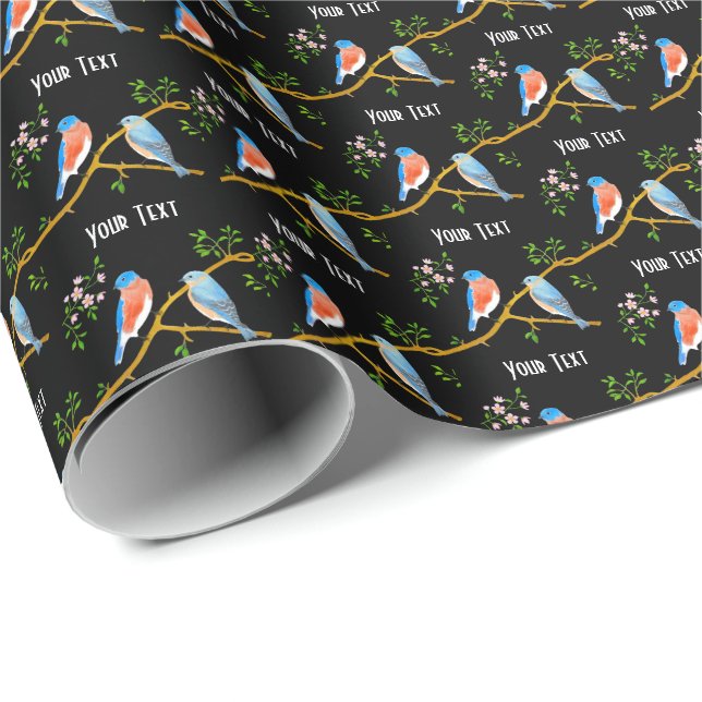 Papel De Regalo Bluebirds Black (Esquina del rollo)