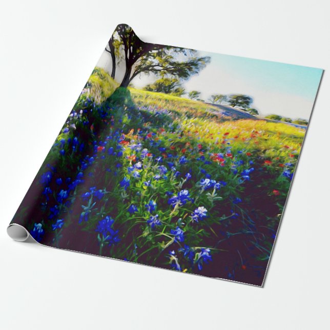 Papel De Regalo Bluebonnet estilístico (Desenrollado)