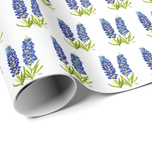 Papel De Regalo Bluebonnets Texas Flores de flores silvestres acua (Esquina del rollo)
