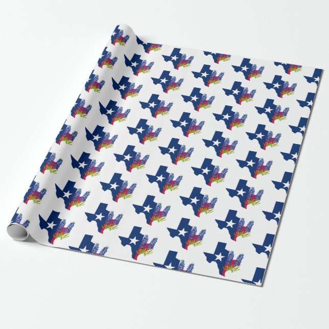Papel De Regalo Bluebonnets Texas Flores silvestres acuarela (Desenrollado)