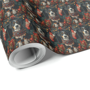 Papel De Regalo Bluetick Coonhound con chimenea de regalos de Navi