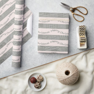 Papel De Regalo Blush Feliz Navidad Houndstooth Script