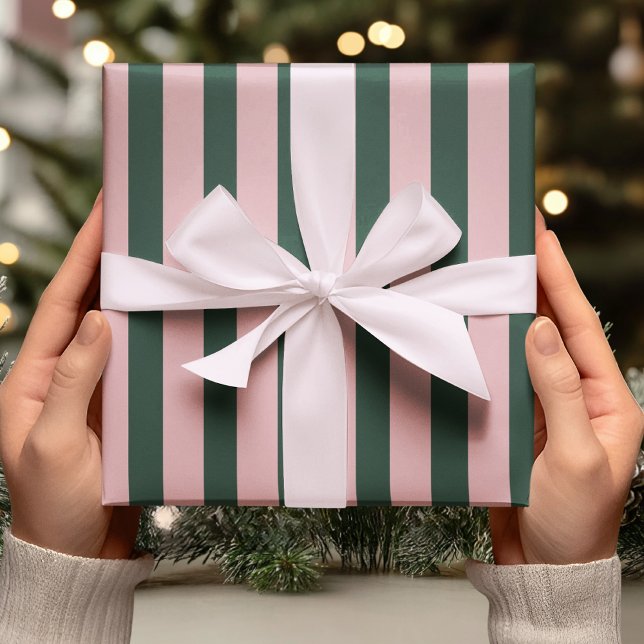 Papel De Regalo Blush Pink & Green Stripe (Subido por el creador)
