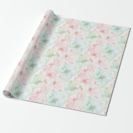 Papel De Regalo Blush Pink Mint Flowers Birthday