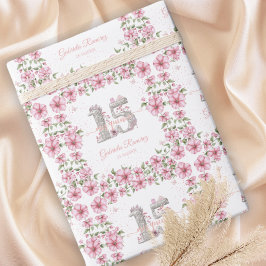 Papel De Regalo Blush Pink Silver Mis Quince Quinceañera 