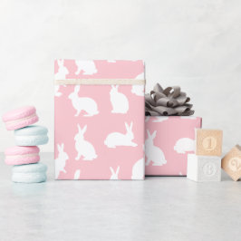 Papel De Regalo Blush Pink With White Bunny Pattern Lovely Easter