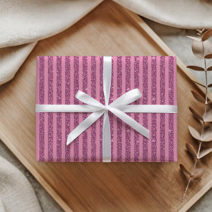 Papel De Regalo Blush Rosa Brillo Estilo Rayas Verticales Chic