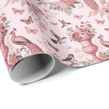 Blush rosa y blanco patrón de chinoiserie Toile