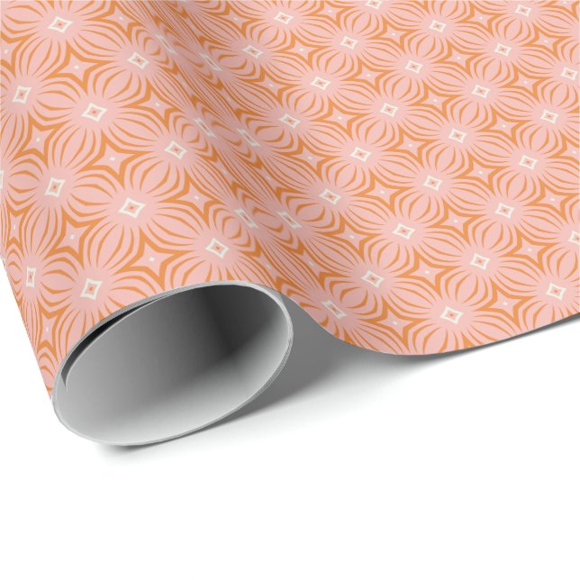 Papel De Regalo Blush Rosa y Estrella Infiniti Naranja (Esquina del rollo)