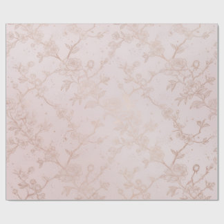 Papel De Regalo Blush Rosa y Floral Dorado Rosado Chinoiserie Sin