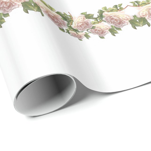Papel De Regalo Blushing Ivory Peach Rosa (Esquina del rollo)