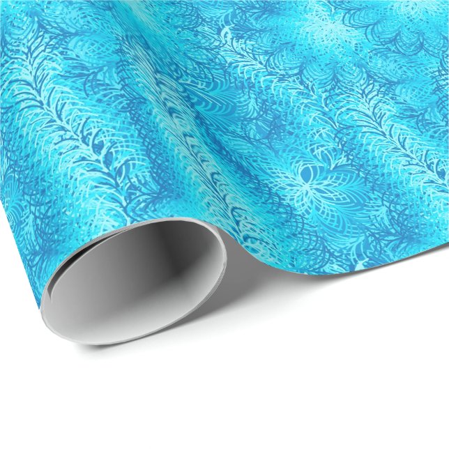 Papel De Regalo Boa de pluma azul (Esquina del rollo)