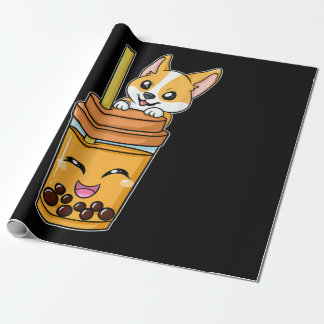 Papel De Regalo Boba Tapioca Perlas Leche de burbujas Té Beber Cor