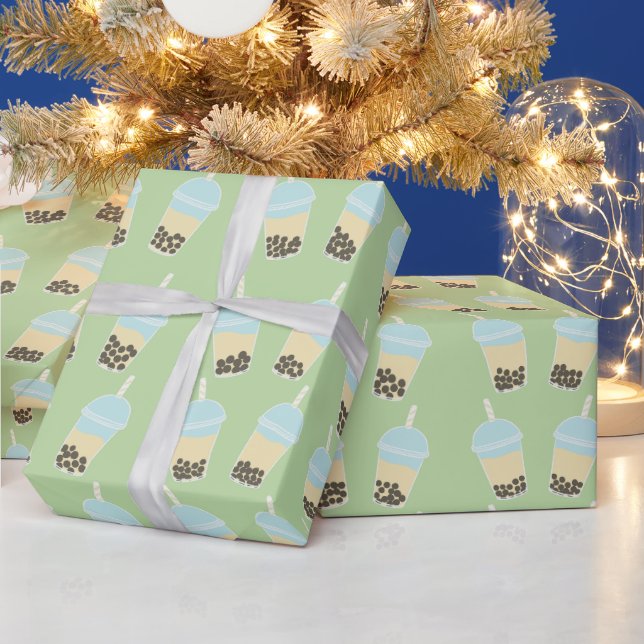 Papel De Regalo BobaTea verde (Vacaciones)