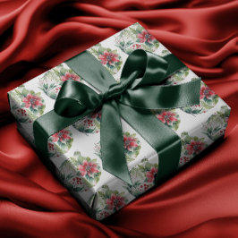 Papel De Regalo Bobble de poinsettia de árbol de Navidad moderno