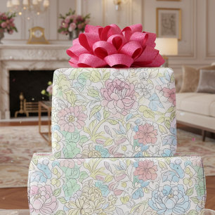 Papel De Regalo Boceto de acuarela floral pastel