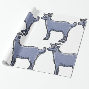 Papel De Regalo Boceto de cabra gris animal de granja rústica