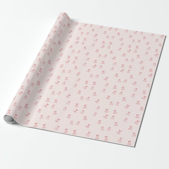 Papel De Regalo Boceto de Cereza Minimalismo (Desenrollado)