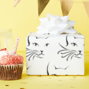 Papel De Regalo boceto de gato negro sobre blanco