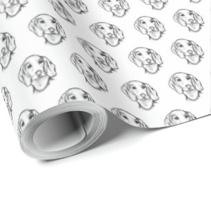 Papel De Regalo boceto de perro salchicha dibujado a mano en negro