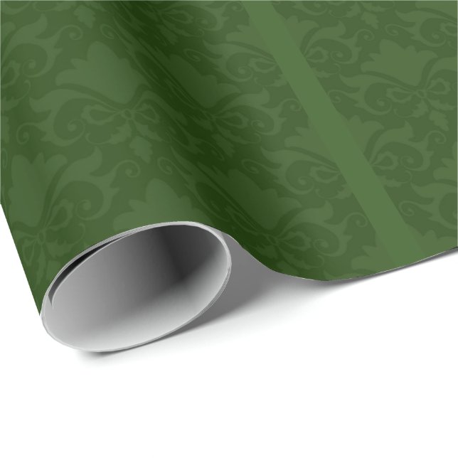 Papel De Regalo Bocos de damasco verdes (Esquina del rollo)