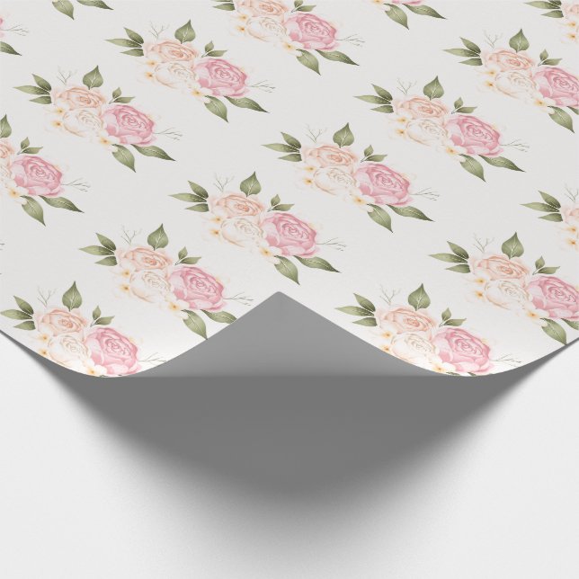Papel De Regalo Boda acuarela floral rosa (Esquina)