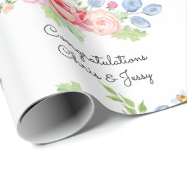 Papel De Regalo Boda Añadir nombres Fruta y Flores Rollo de color 
