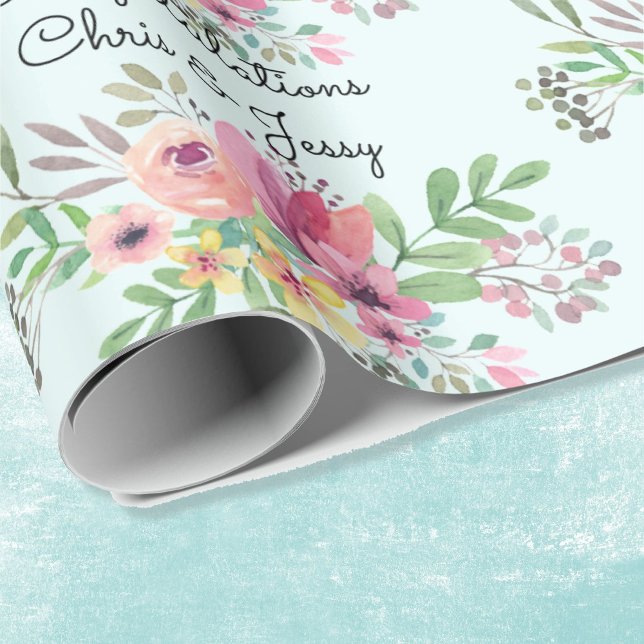Papel De Regalo Boda Añadir nombres Rollo de acuarela floral de (Subido por el creador)