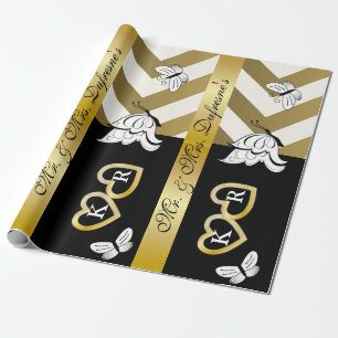 Papel De Regalo Boda/Aniversario de Nombre e Iniciales Personaliza