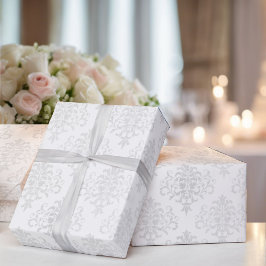 Papel De Regalo Boda Blanca Damasco Simple Elegancia Atemporal