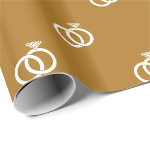 Papel De Regalo Boda blanco personalizable anota sobre oro mate
