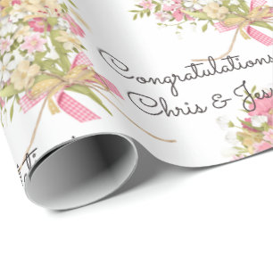Papel De Regalo Boda Bouquet de flores agrega nombres