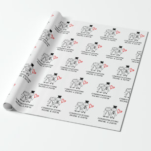 Papel De Regalo Boda Bride Groom Cute Couple Felicitaciones