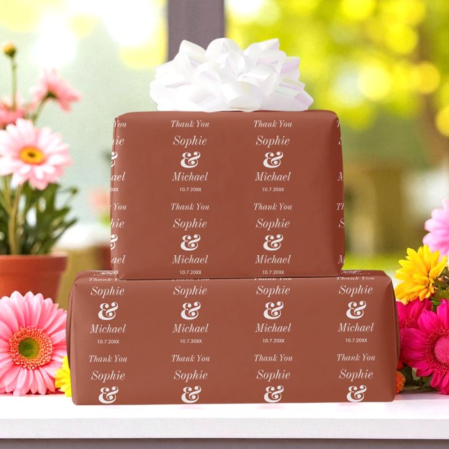 Papel De Regalo Boda Brown Bride Groom Terracotta (Subido por el creador)