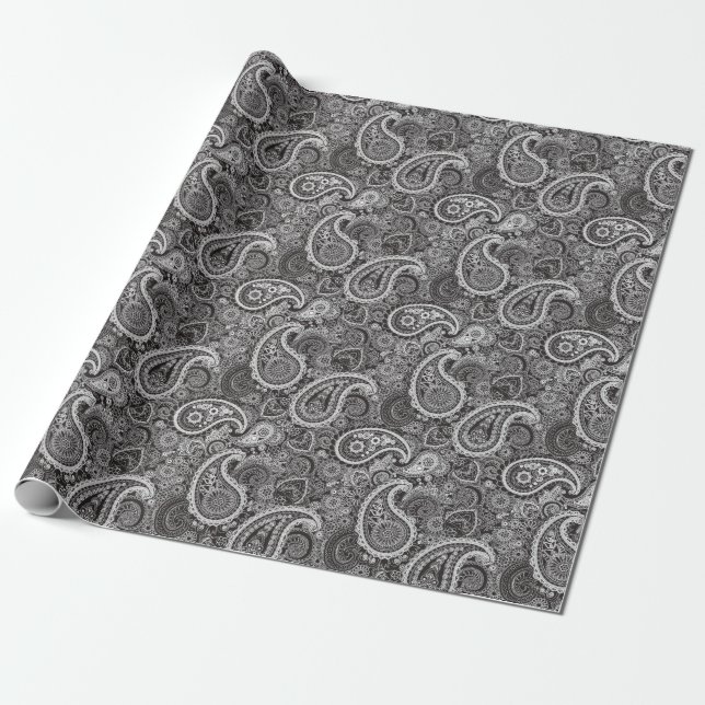 Papel De Regalo Boda Casual pero Elegante White Paisley (Desenrollado)