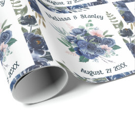 Papel De Regalo Boda de acuarela de eucalipto verde azul ruso