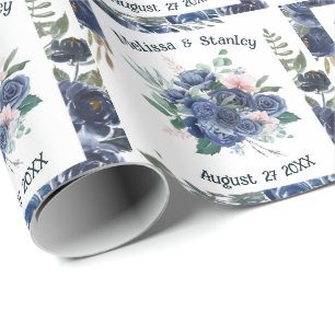 Papel De Regalo Boda de acuarela de eucalipto verde azul ruso