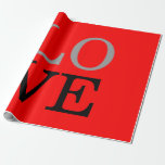 Papel De Regalo Boda de amor de fondo rojo gris<br><div class="desc">Puede cambiar fácilmente las fuentes y los colores. También puede agregar su logotipo y la imagen de fondo como desee.</div>