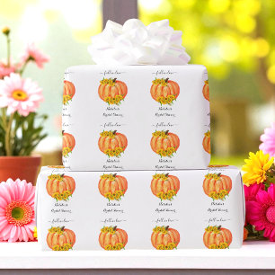 Papel De Regalo Boda de calabaza Desayuno nupcial Naranja Blanco 