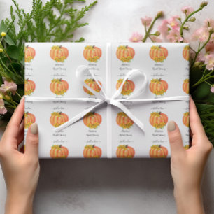 Papel De Regalo Boda de calabaza Desayuno nupcial Naranja Blanco