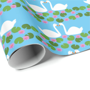 Papel De Regalo Boda de cisnes blancos y lirios acuáticos