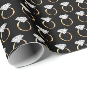 Papel De Regalo Boda de compromiso de diamantes anillo oro negro