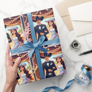 Papel De Regalo Boda de Cowboy Cowgirl occidental